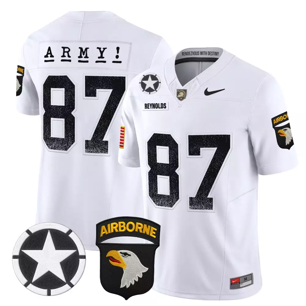 Reynolds Army 87 Jersey White Airborne Division Star Men Black Vapor Limited