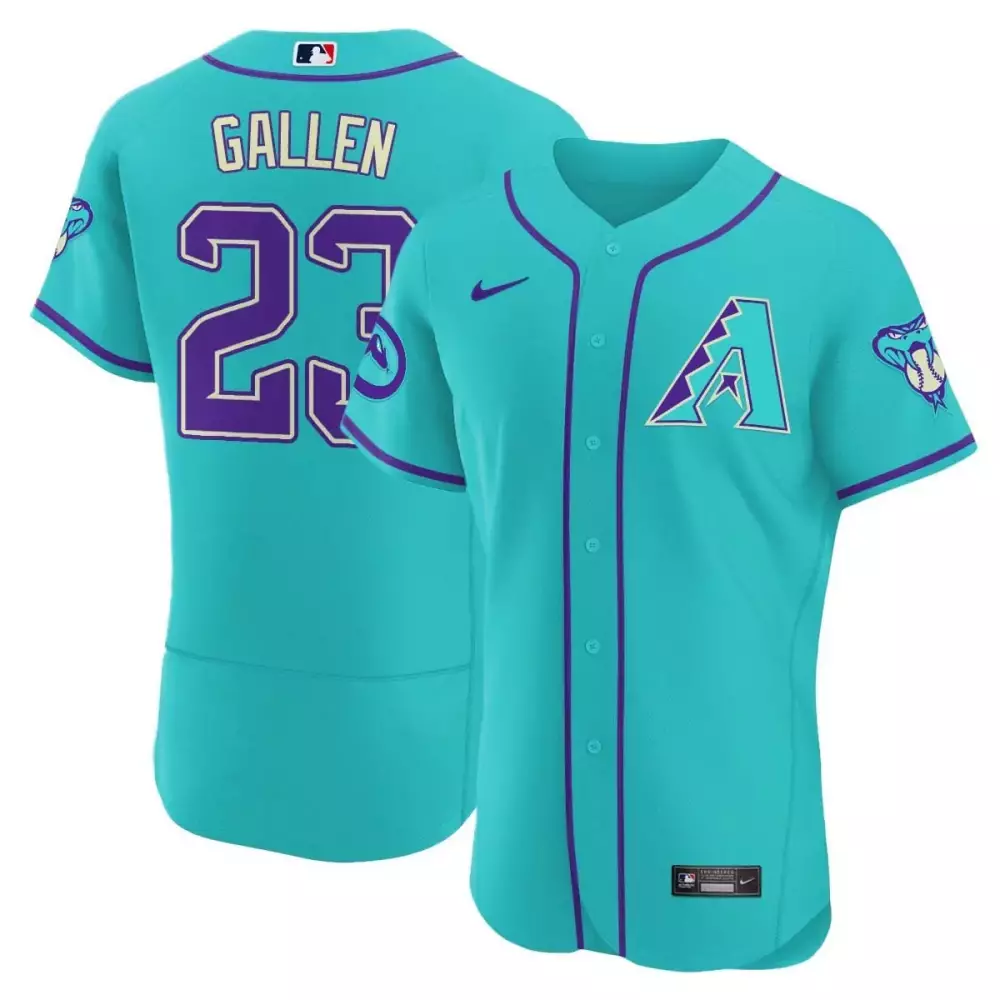 Zac Gallen 23 Jersey Teal Arizona Diamondbacks Men Alternate Purple White Flex Base