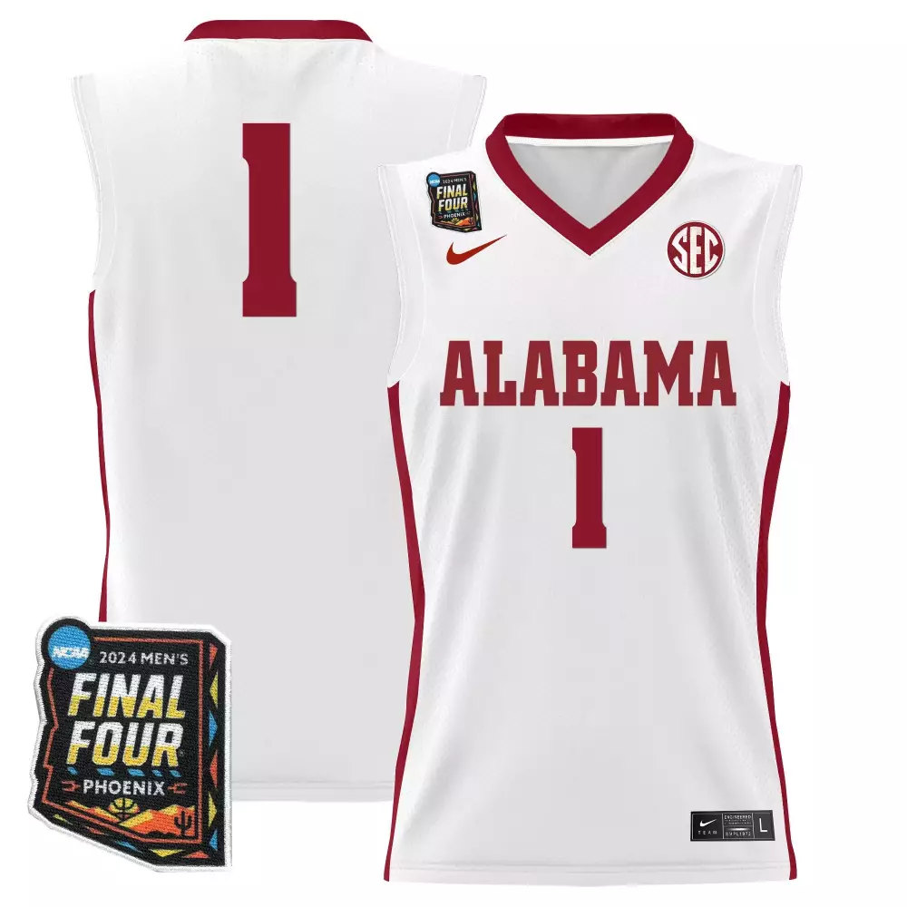 Final Four 1 Alabama Crimson Tide Jersey White Men All Stitched