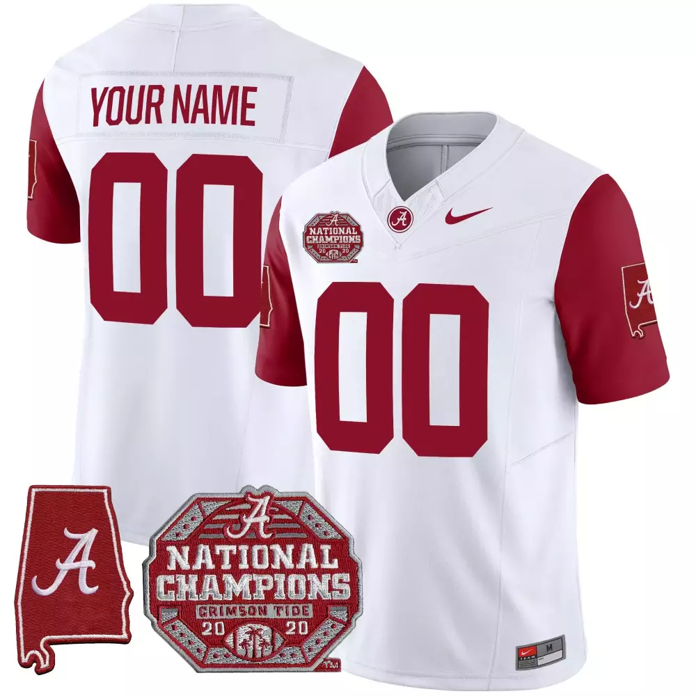 Custom Alabama Crimson Tide Jersey White National Champions Men Vapor Limited All