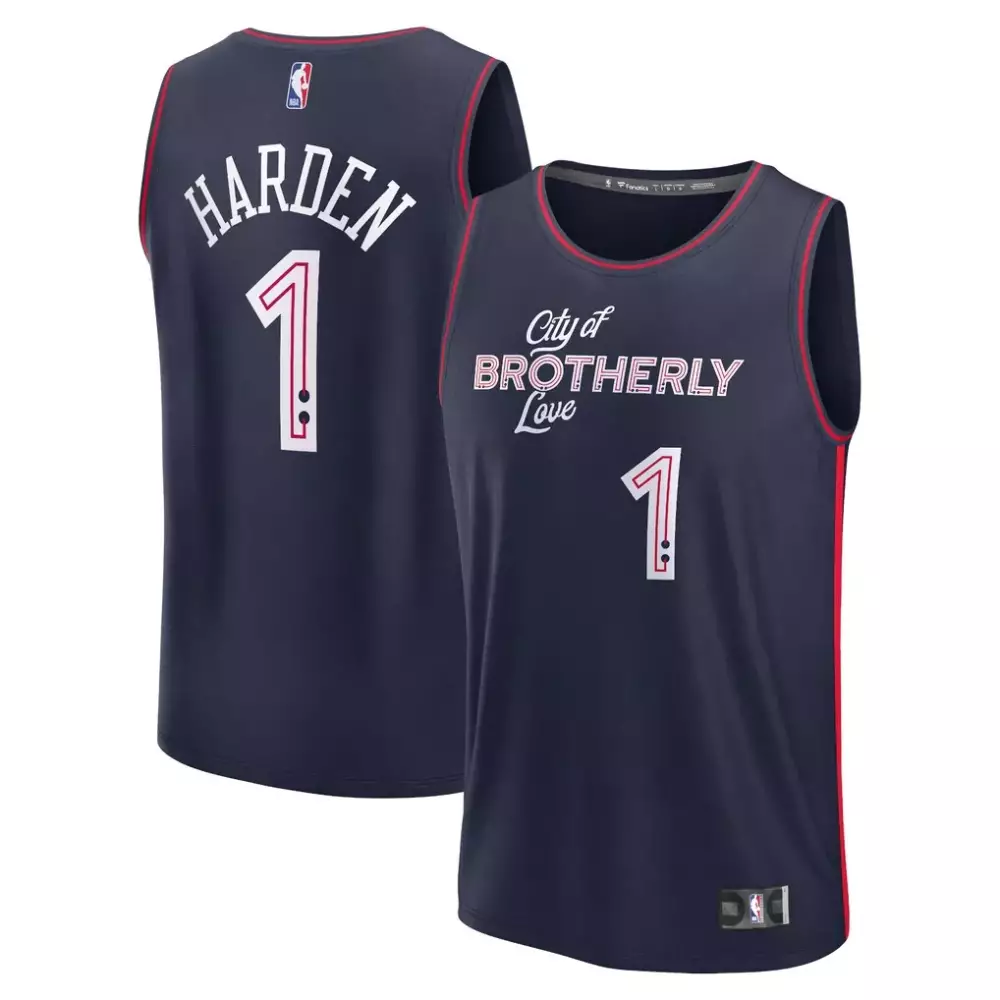 James Harden 1 Philadelphia 76ers Jersey Navy Men Red