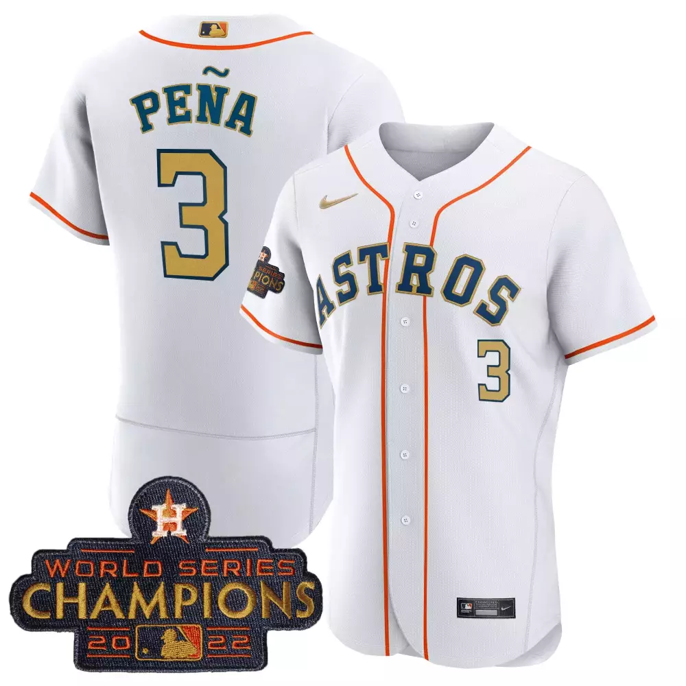 Jeremy Pea 3 Astros Jersey White World Series Champions 2022 Men Orange Navy Blue
