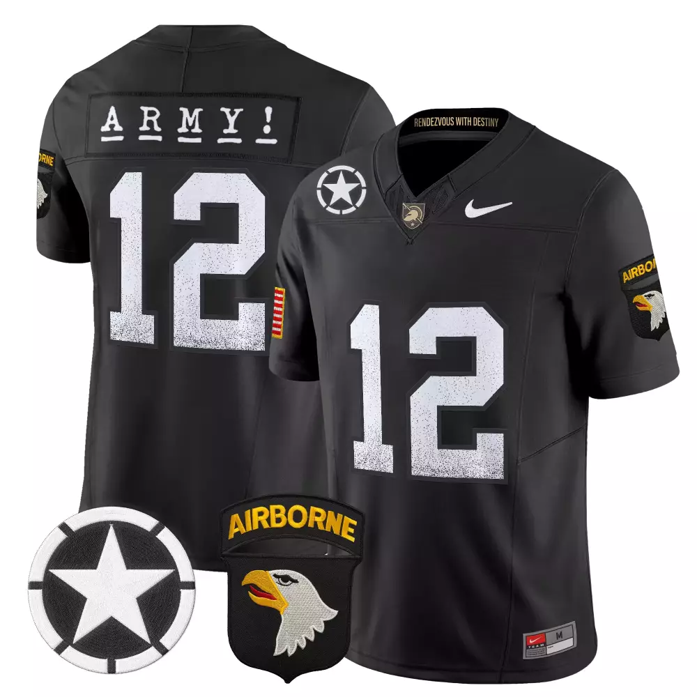 Army Airborne 12 Jersey Black Rendezvous With Destiny Star Men White Grey Vapor Limited