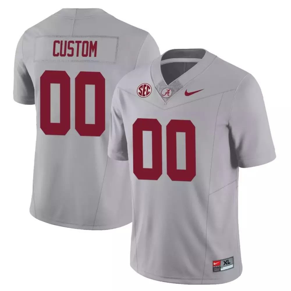 Custom Alabama Crimson Tide Jersey Gray Men All Stitched