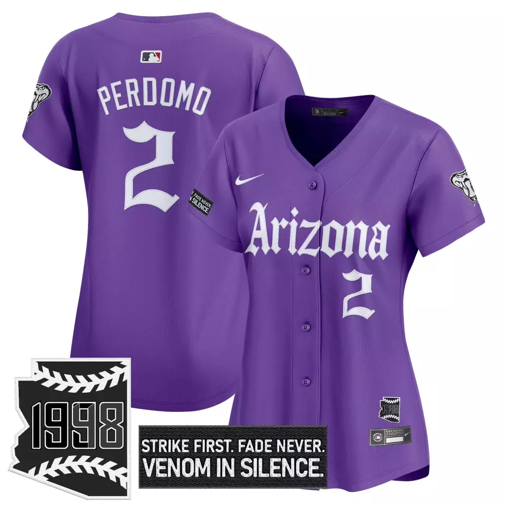 Geraldo Perdomo 2 Jersey Purple Venom Arizona Diamondbacks State Map 1998 2023 Women