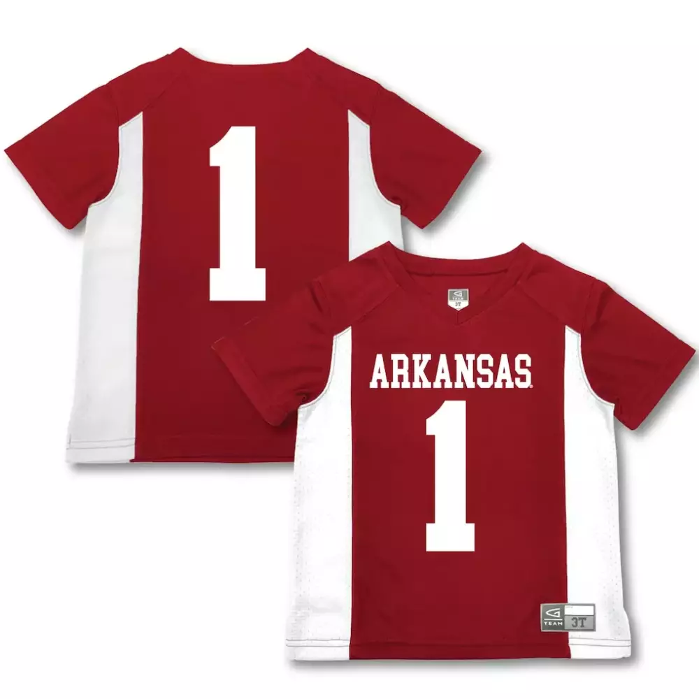 Custom Arkansas 1 Jersey Maroon Kids White