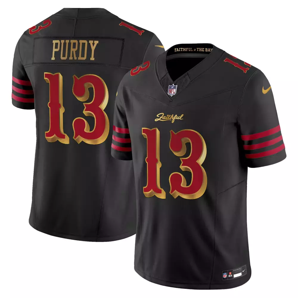 Brock Purdy 13 Jersey Black Faithful To The Bay San Francisco 49ers Men Alternate
