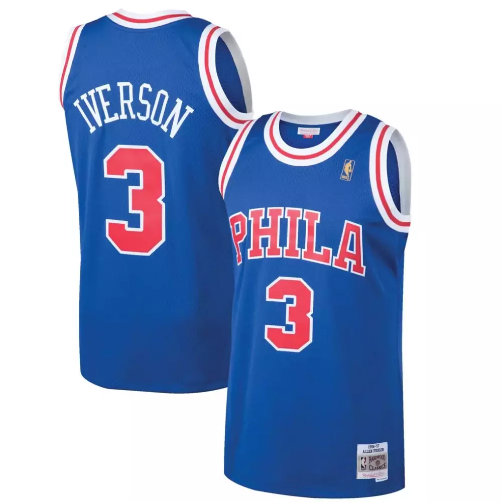 Allen Iverson 3 Jersey Royal Blue 1996-97 Philadelphia 76ers Mitchell Ness Hardwood Classics