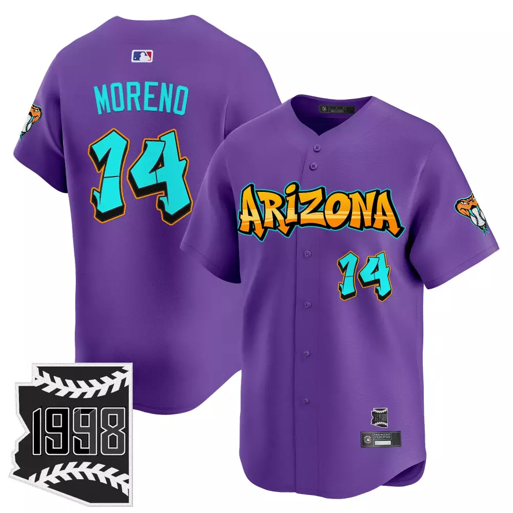 Gabriel Moreno 14 Jersey Purple 1998 Throwback Arizona Diamondbacks State Shape Men