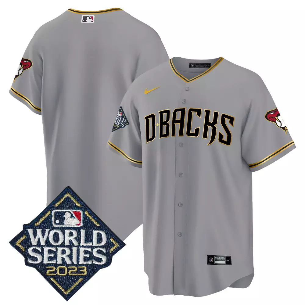 Arizona Diamondbacks Jersey Gray World Series 2023 Men Black Gold All Stitched Vapor