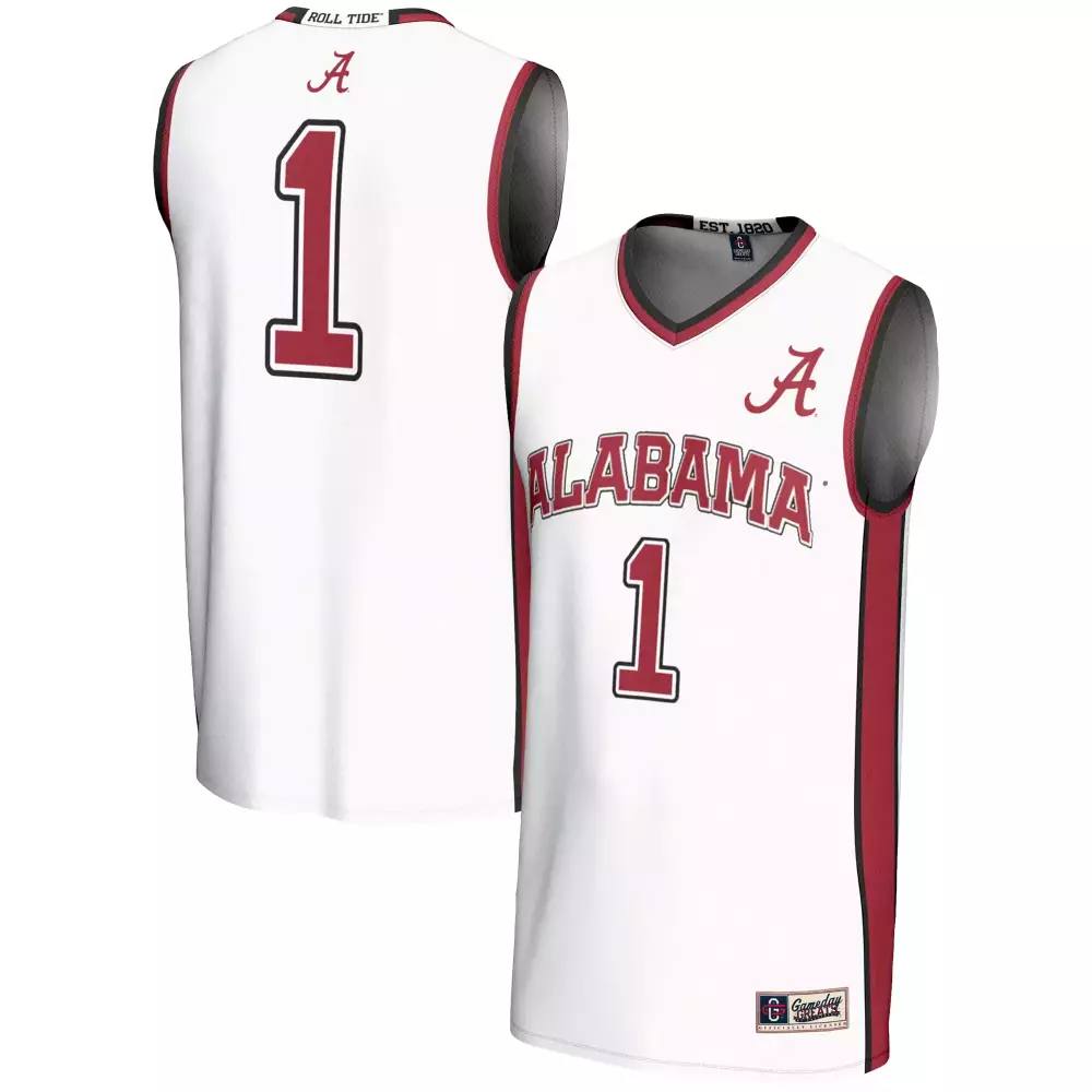 Alabama Crimson Tide 1 Jersey White Men Black All Stitched Vapor Custom