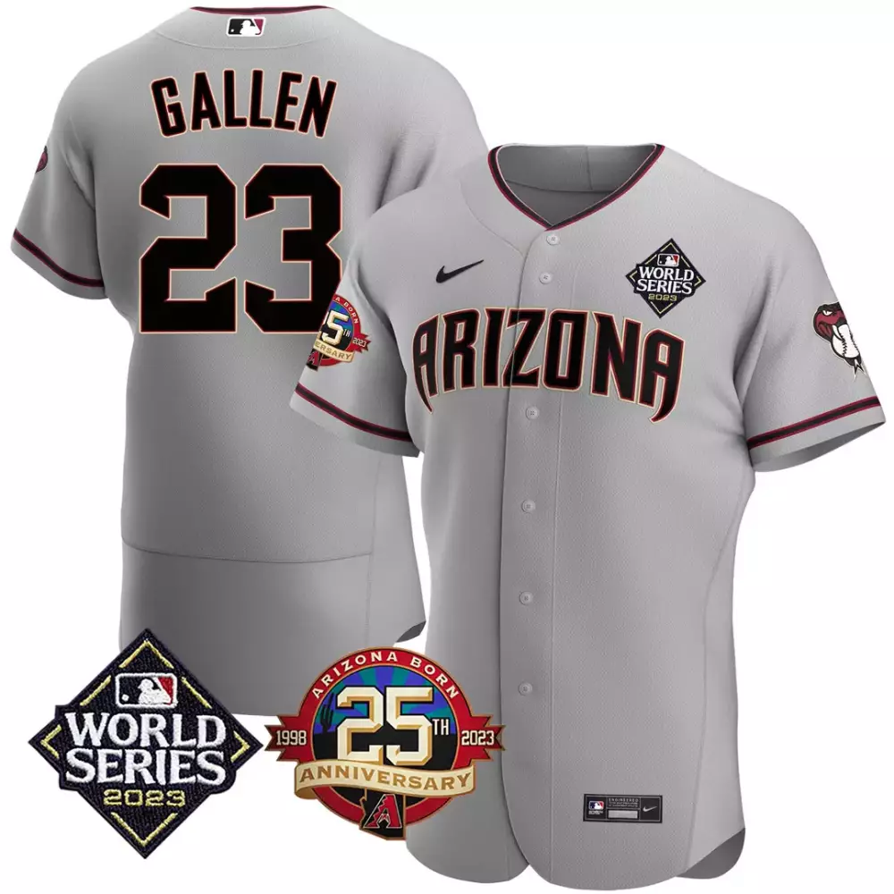Zac Gallen 23 Jersey Gray Arizona Diamondbacks World Series 2023 25th Anniversary 1998-2023
