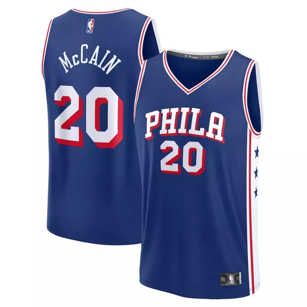 Jared Mccain 20 Jersey Blue Philadelphia 76ers Men NBA White Red Icon