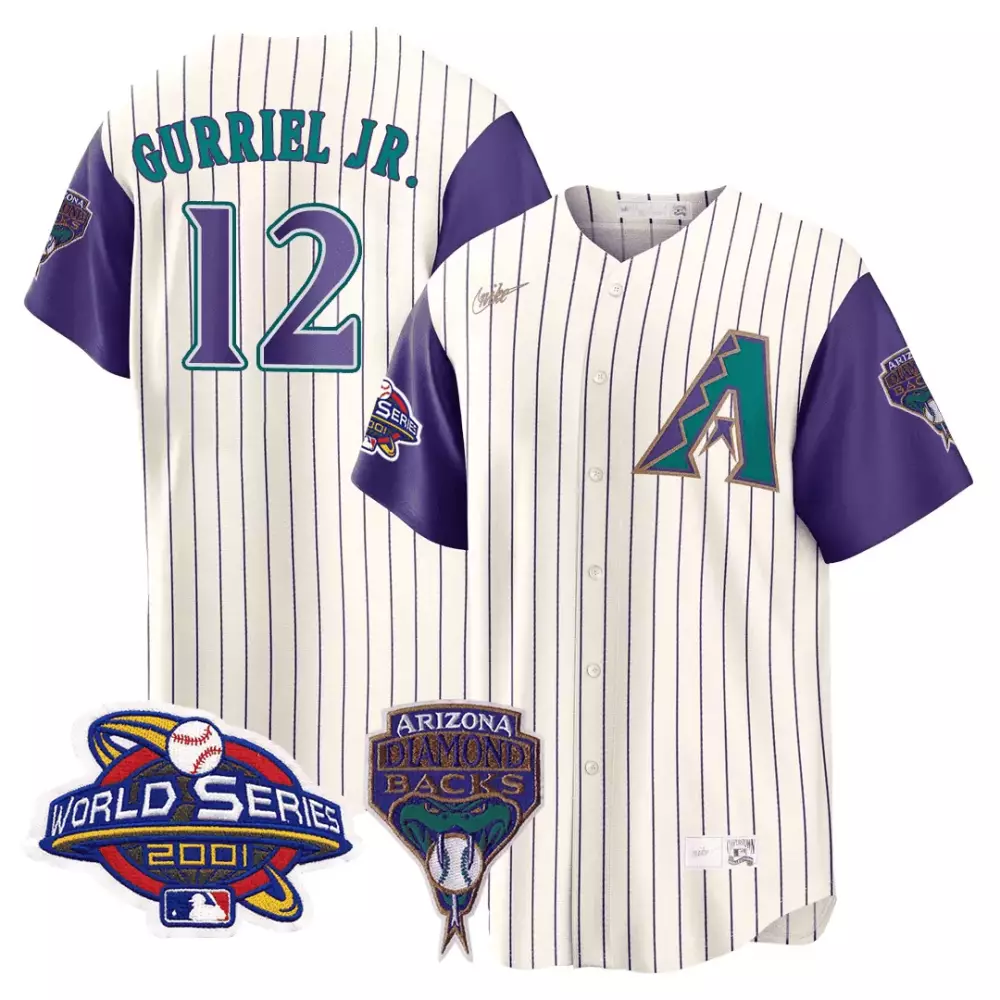 Lourdes Gurriel Jr. 12 Jersey White 2001 World Series Arizona Diamondbacks Men Pinstripe