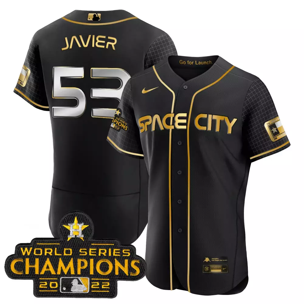 Cristian Javier 53 Houston Astros Jersey Black Space City World Series Champions 2022