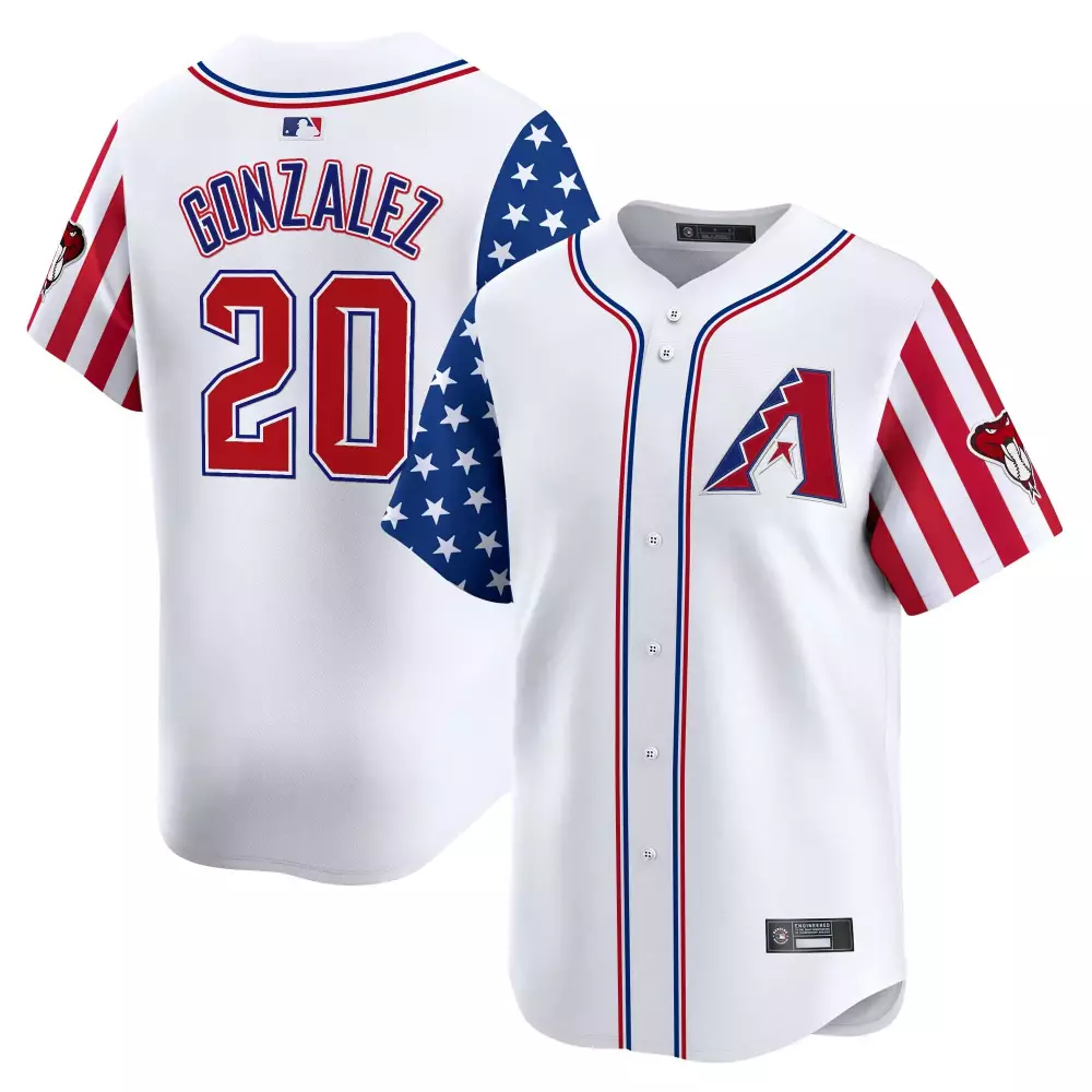 Gonzalez 20 Arizona Diamondbacks Jersey White Majestic Men Split Custom Design Red