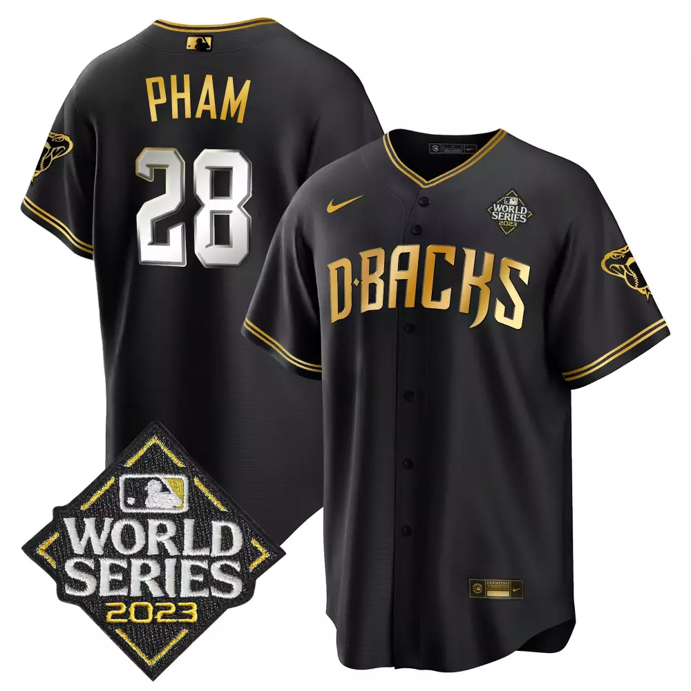 Tommy Pham 28 D-backs Jersey Black World Series 2023 Men Gold All Stitched Vapor