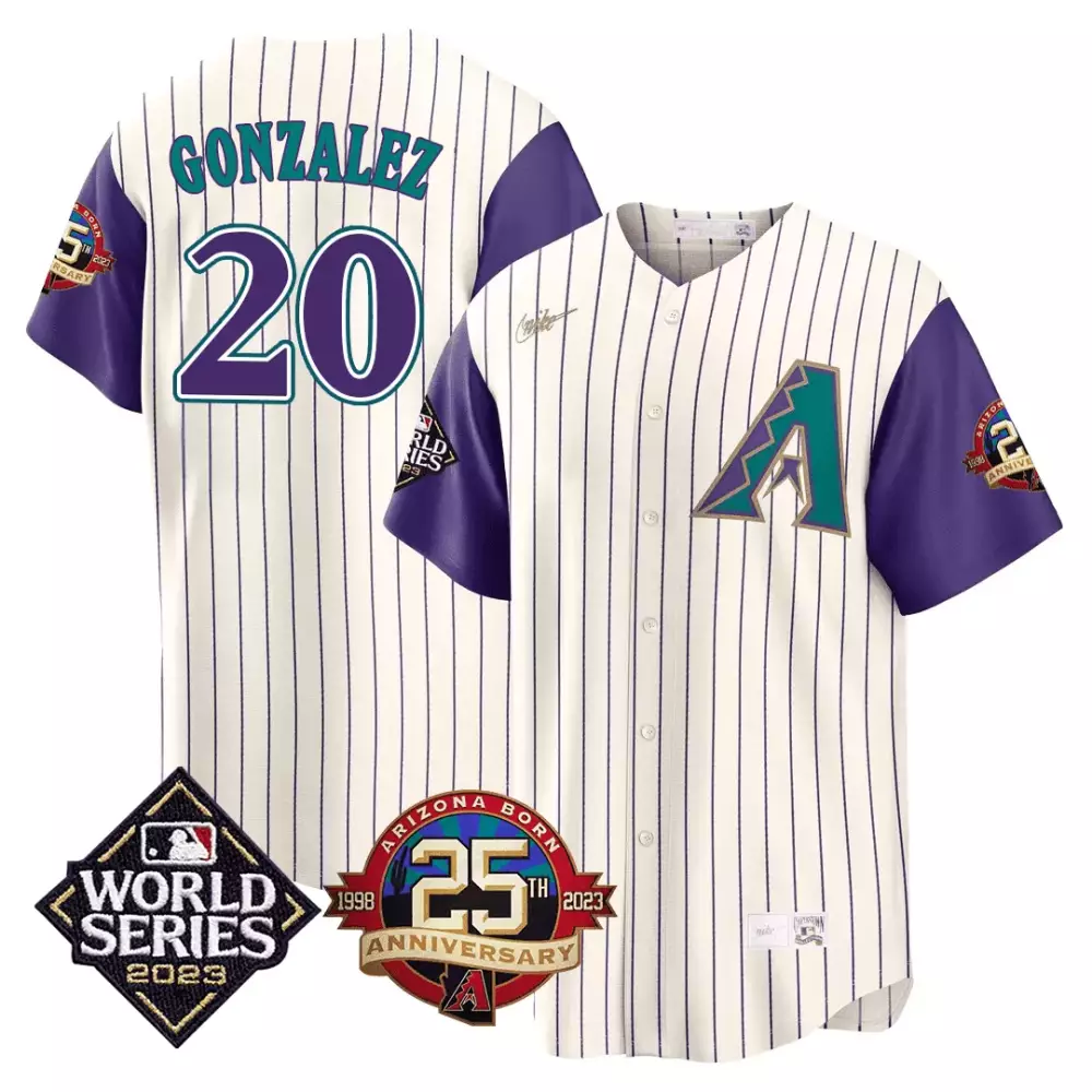 Gonzalez 20 Arizona Diamondbacks Jersey White 25th Anniversary World Series 2023