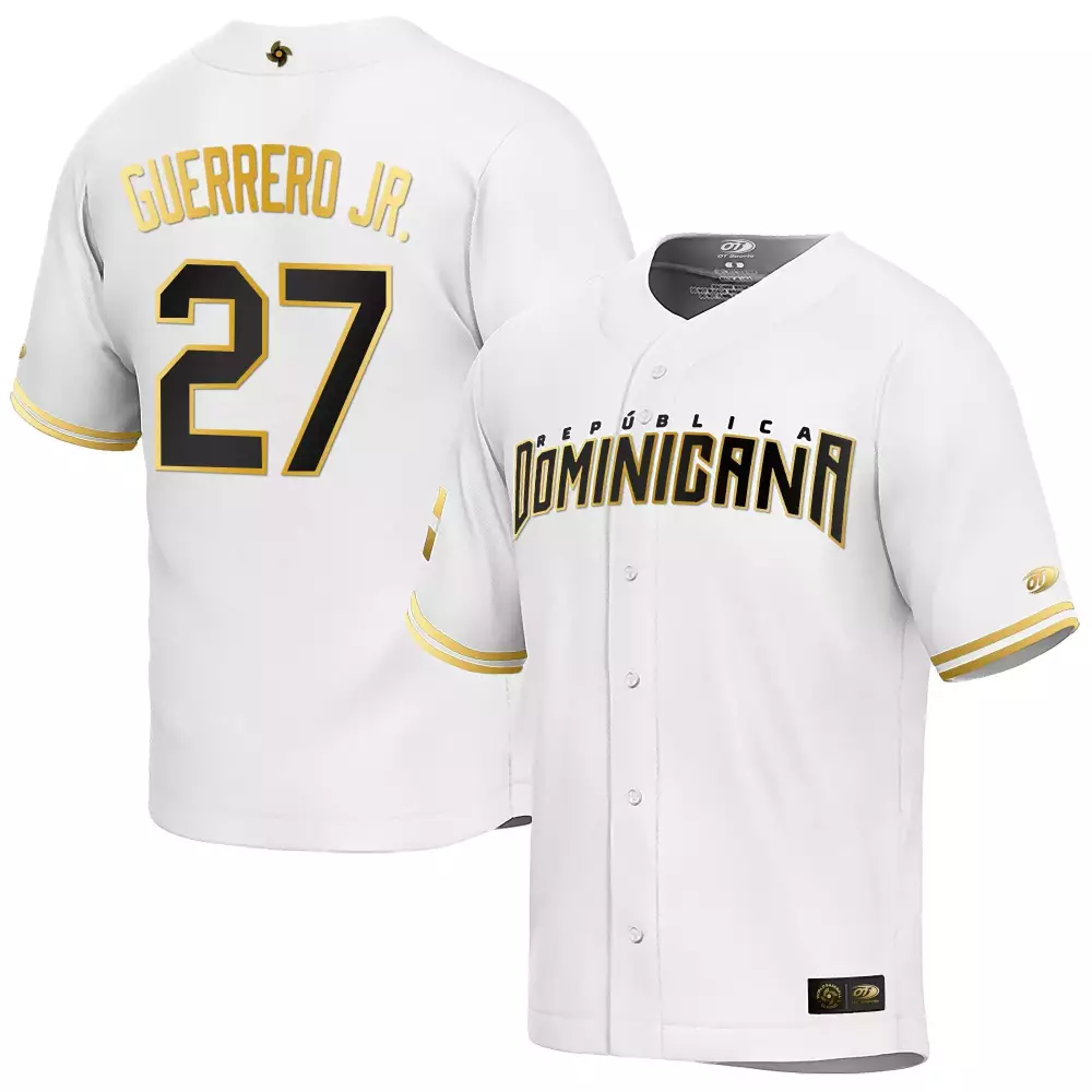 Guerrero Jr. 27 Dominicana Jersey White Dominican Republic Flag Men Gold Black All