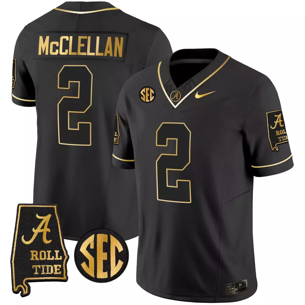 Jase Mcclellan 2 Jersey Black SEC Championship Alabama Crimson Tide Roll Men Gold