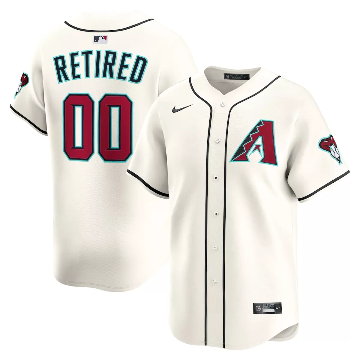 Retired Roster Jersey Cream Arizona Diamondbacks Men Maroon Teal Black Home Limited