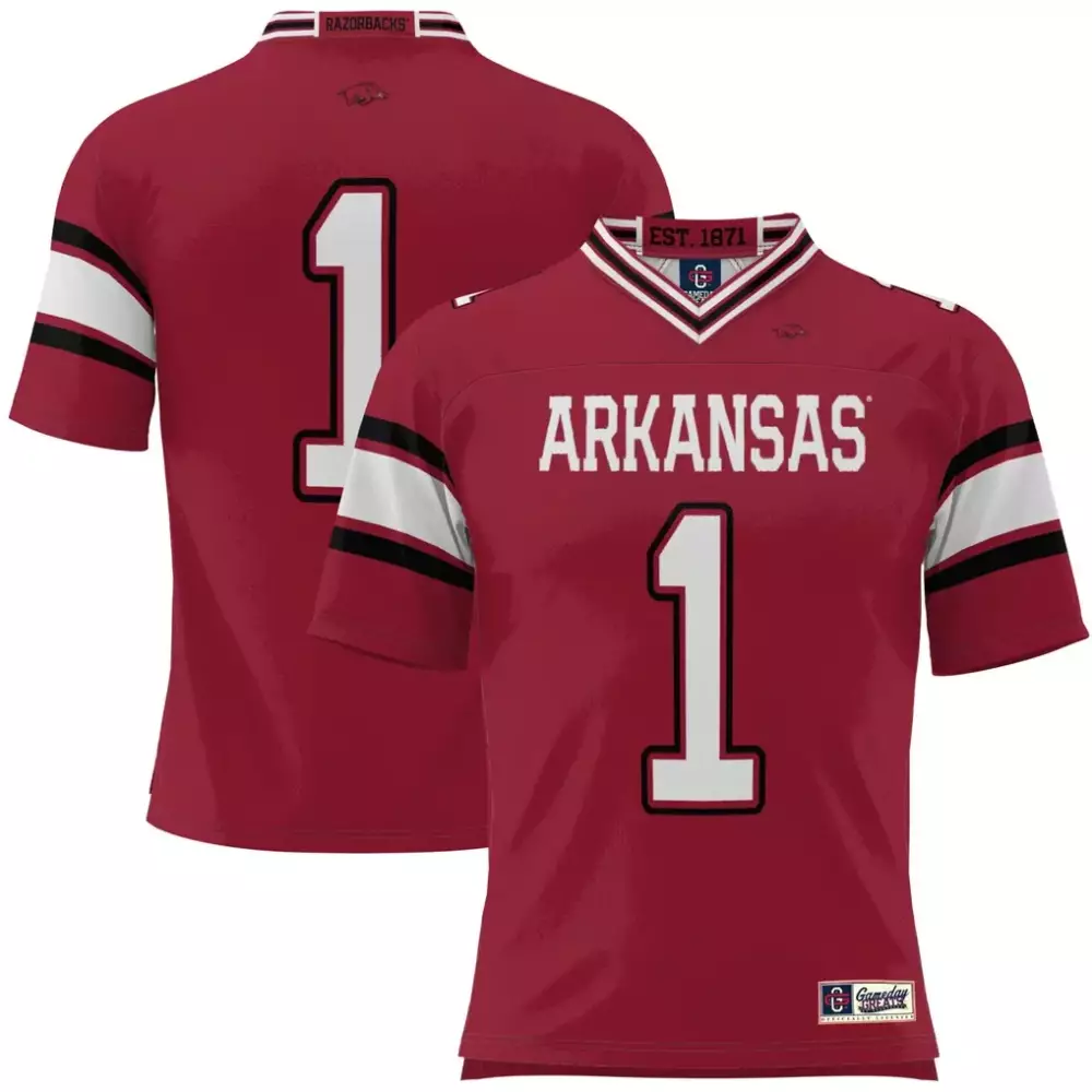 Arkansas Razorbacks 1 Jersey Cardinal Gameday Men White Black