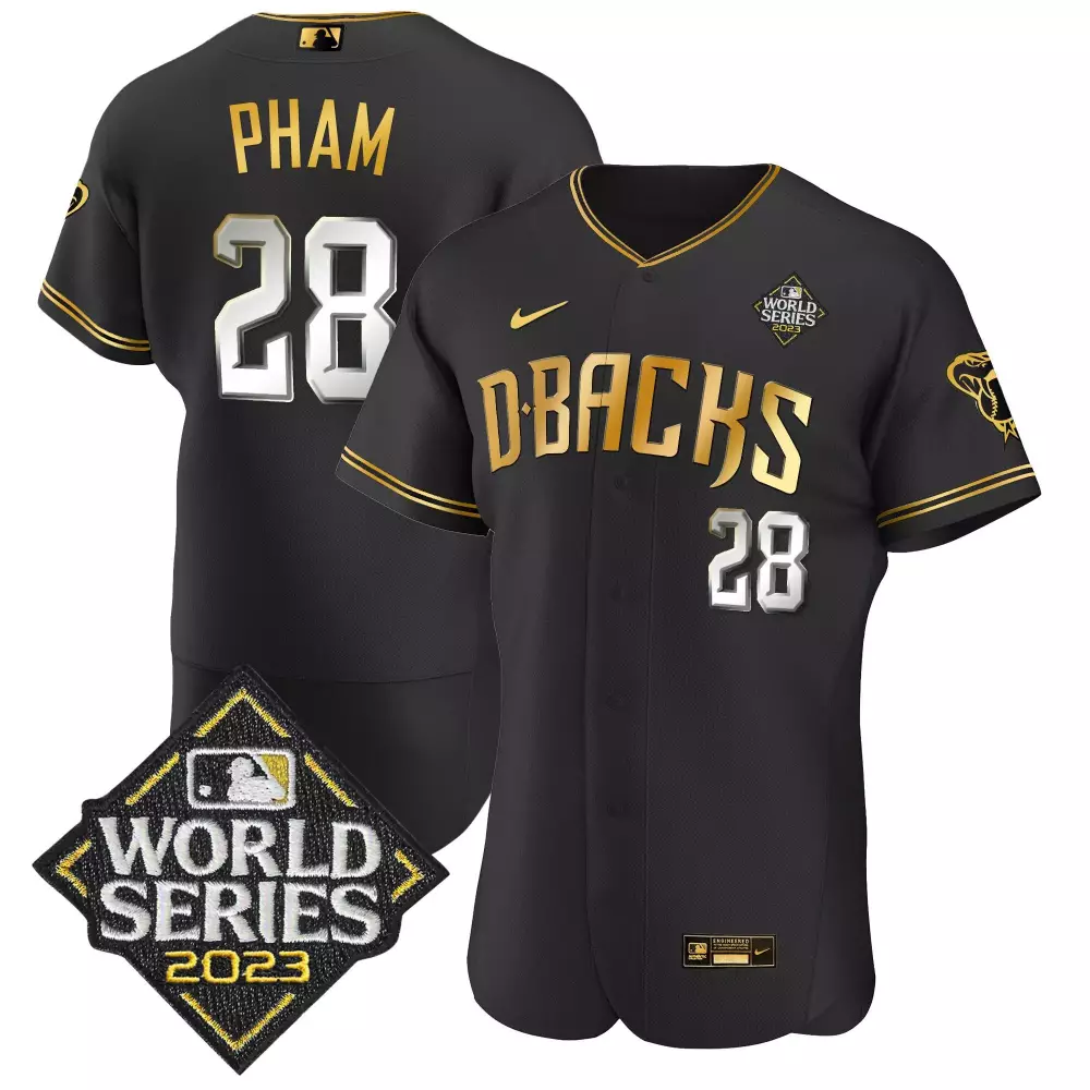 Tommy Pham 28 Jersey Black World Series 2023 Arizona Diamondbacks Men Gold Limited