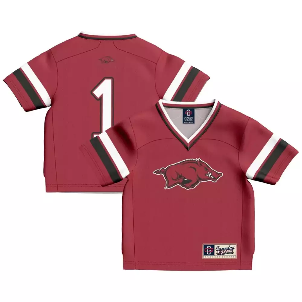 Custom Arkansas Razorbacks 1 Jersey Cardinal Gameday Greats Kids White Black Fashion
