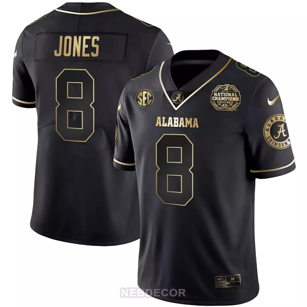 Julio Jones 8 Jersey Black National Champions Alabama Crimson Tide 2020 Men Gold