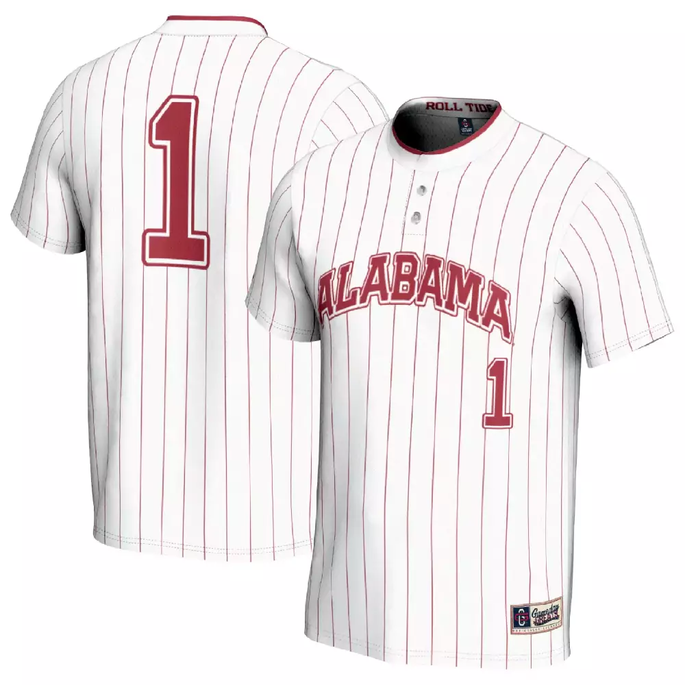 Pinstripe 1 Alabama Crimson Tide Jersey White Men All Stitched Vapor Custom