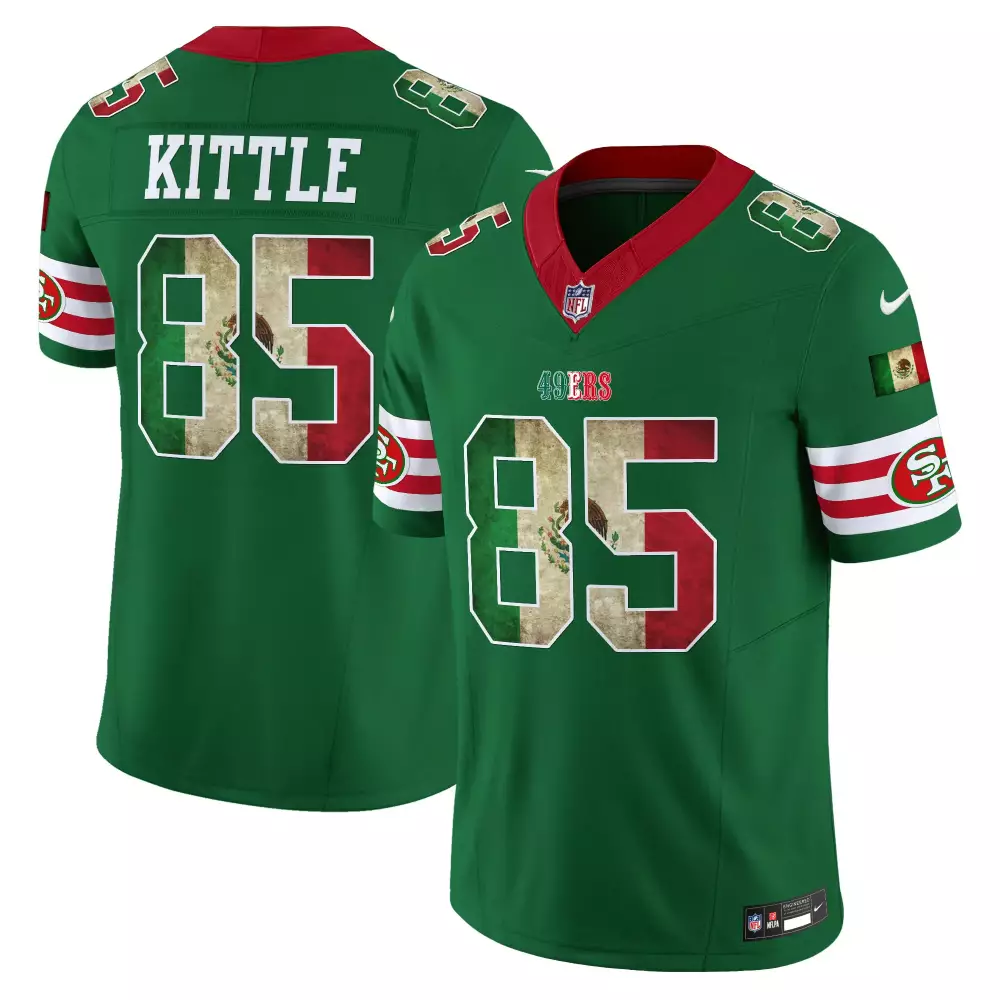 George Kittle 85 49ERS Jersey Green Mexico Men Custom Design Red White Vapor Limited