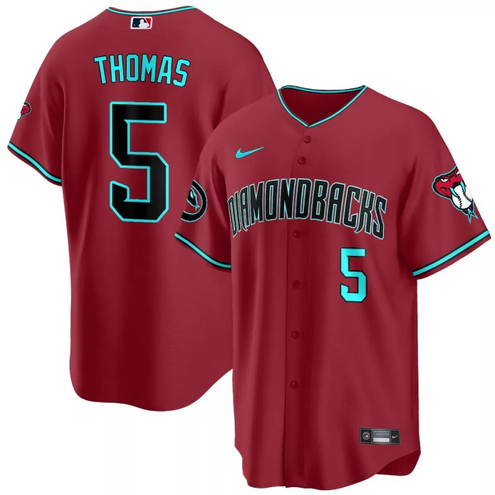 Alek Thomas 5 Diamondbacks Jersey Maroon Black Aqua Alternate Cool Base All Stitched