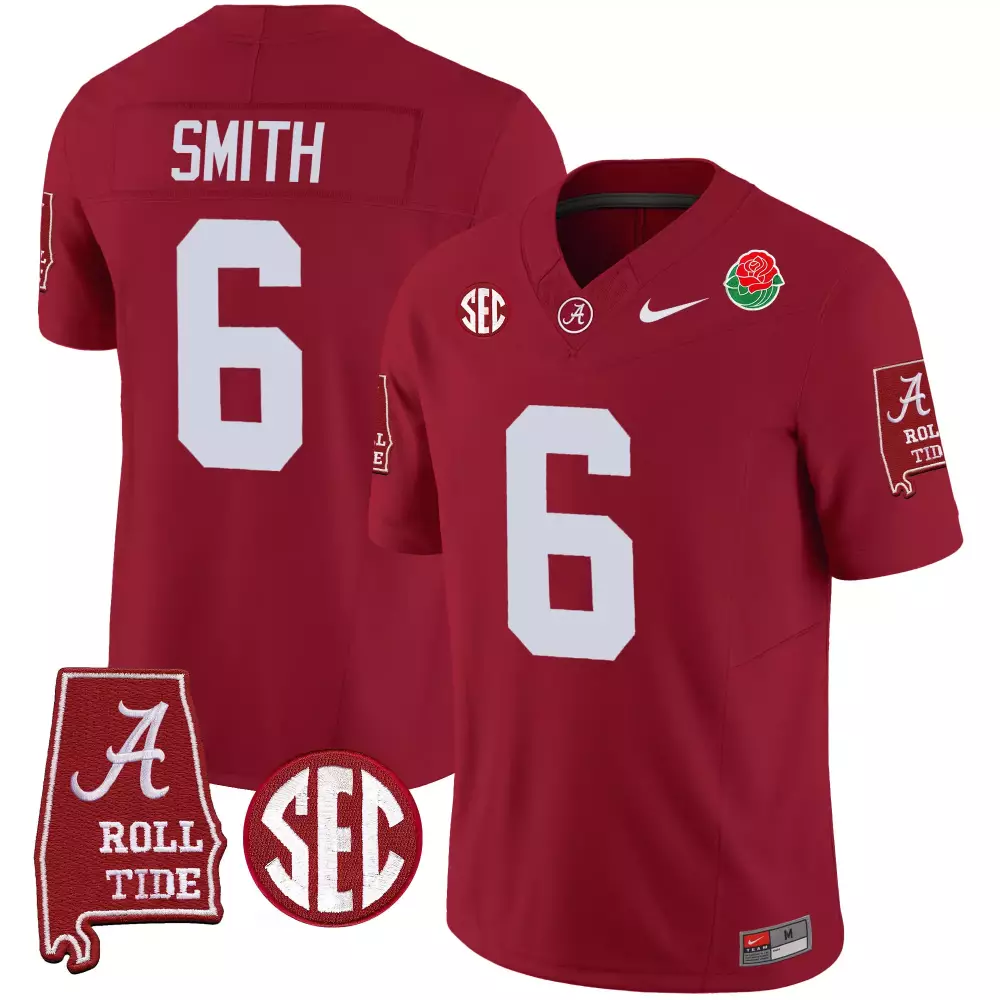 Devonta Smith 6 Jersey Crimson Rose Bowl Alabama Tide Men White Vapor All Stitched