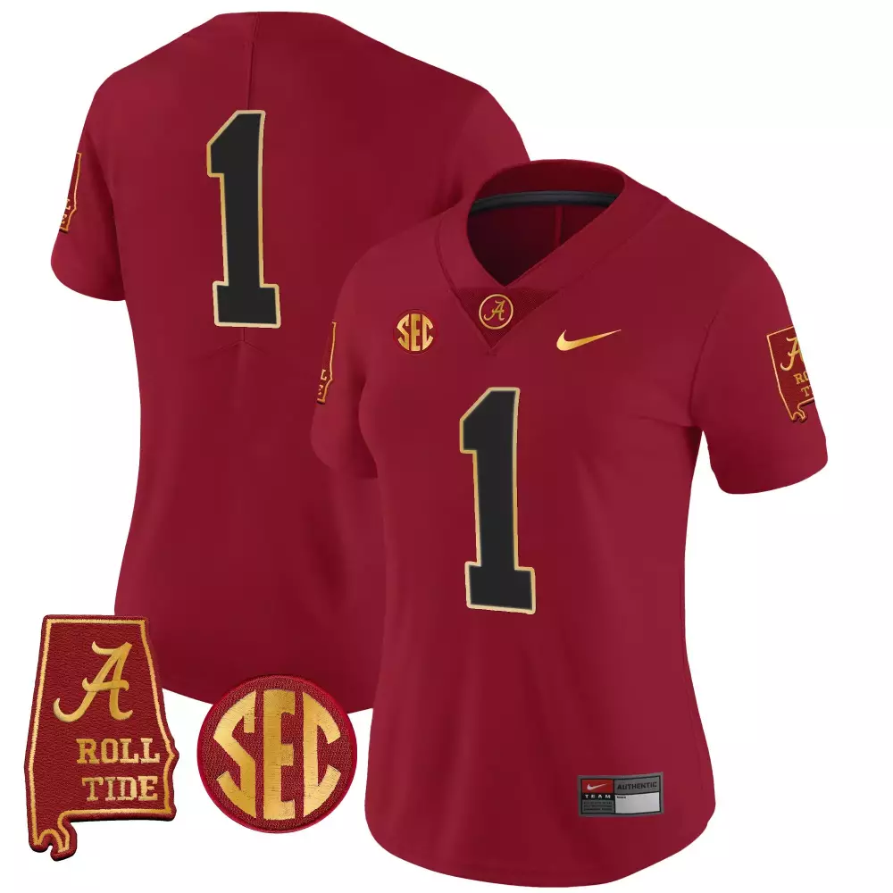 Jalen Milroe 1 Jersey Crimson Roll Tide Alabama 2023 Men Black Gold Vapor v2 All