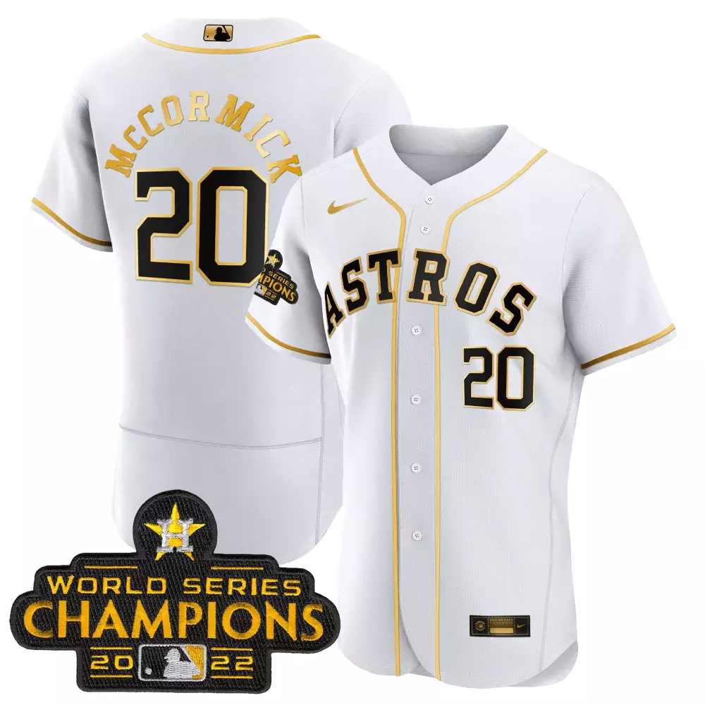Chas Mccormick 20 Astros Jersey White World Series Champions 2022 Men Gold Black