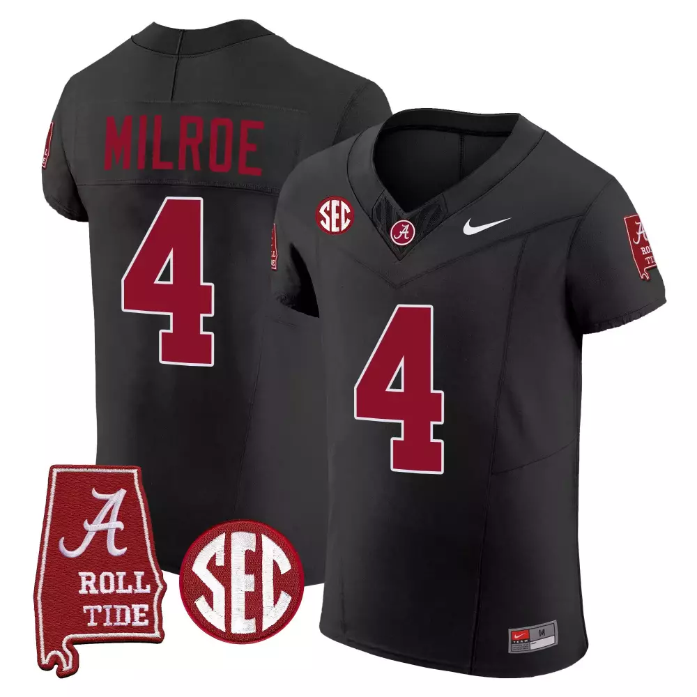 Jalen Milroe 4 Jersey Black Nil Alabama Crimson Tide Men Vapor Elite All Stitched