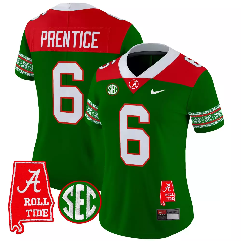 Prentice 6 Alabama Crimson Tide Jersey Green Men Alternate Red White Vapor Limited