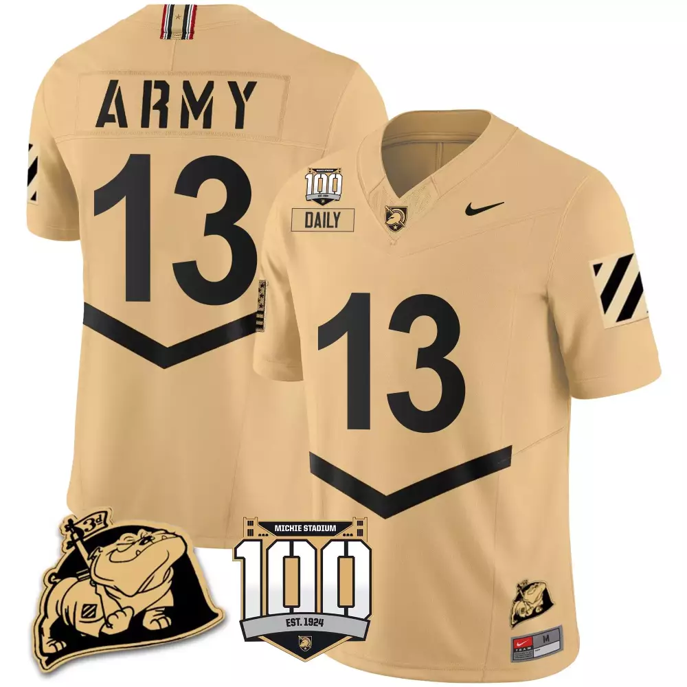 Bryson Daily 13 Army Jersey Gold 100 Michie Stadium 1924 Men Black Anniversary Vapor
