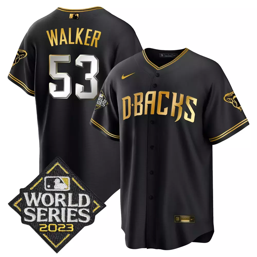 Walker 53 D-backs Jersey Black World Series 2023 Men Gold Silver All Stitched Vapor