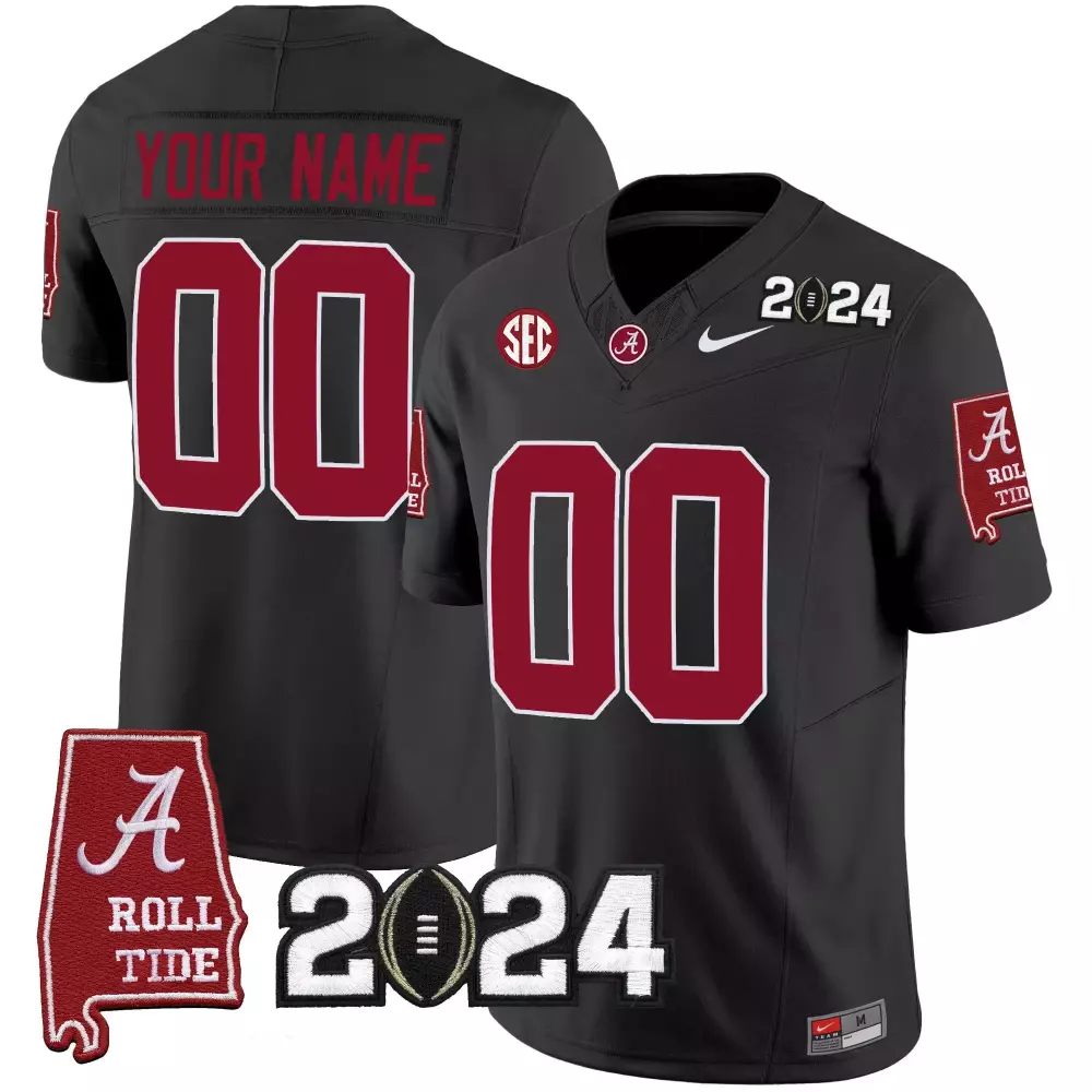 Custom Alabama Crimson Tide Jersey Black 2024 Season Roll Men Vapor Limited All Stitched
