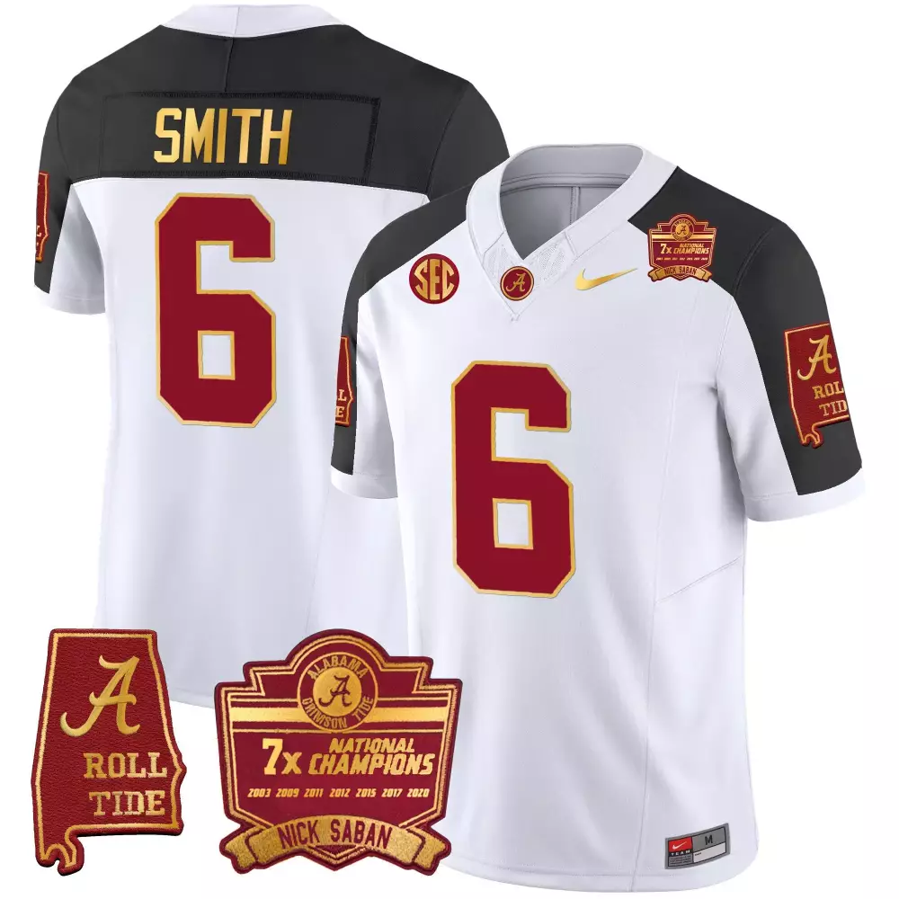 Devonta Smith 6 Jersey White 7x National Champions Alabama Crimson Tide Men Black