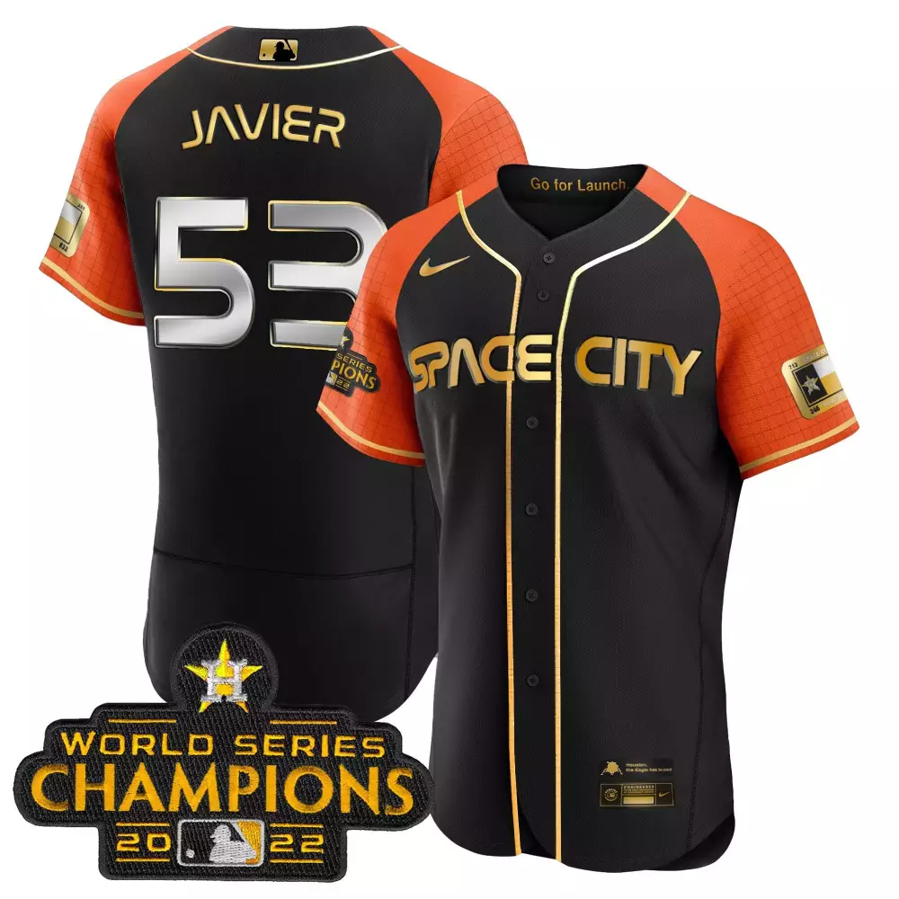 Cristian Javier 53 Houston Astros Jersey Black Space City World Series Champions 2022