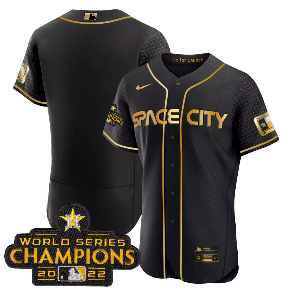 Patrick Mahomes 15 Houston Astros Jersey Black Space City World Series Champions 2022