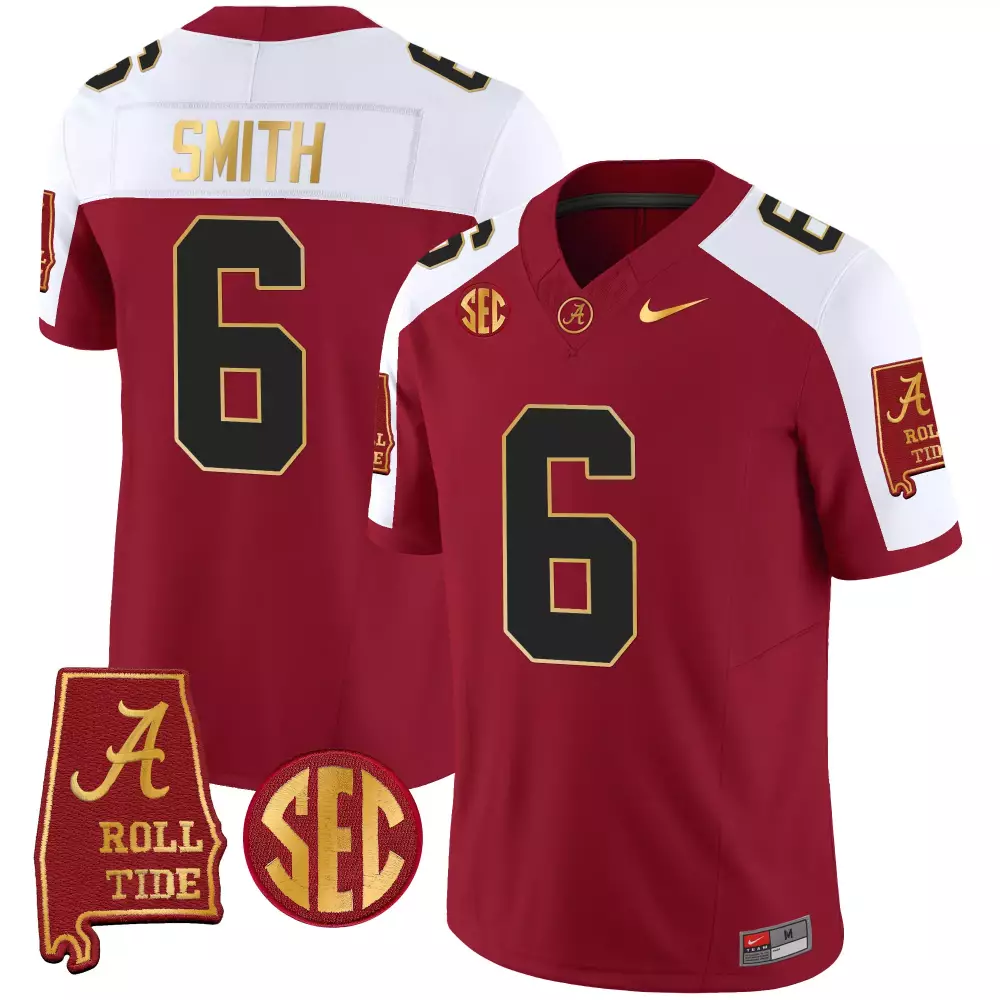 Devonta Smith 6 Jersey Crimson Alabama Tide Roll Men White Black Gold Alternate Vapor