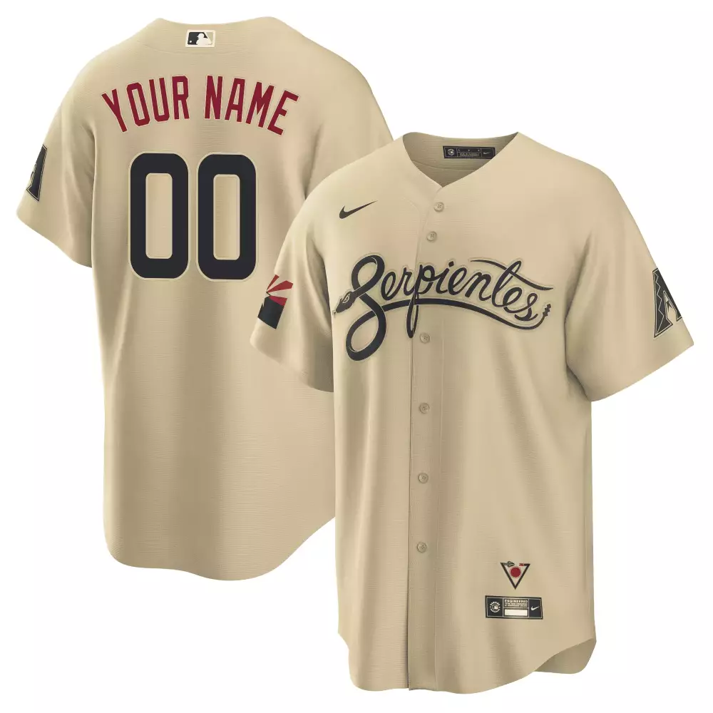 Custom Arizona Diamondbacks Jersey Tan Serpientes Engineered Men Navy Red All Stitched