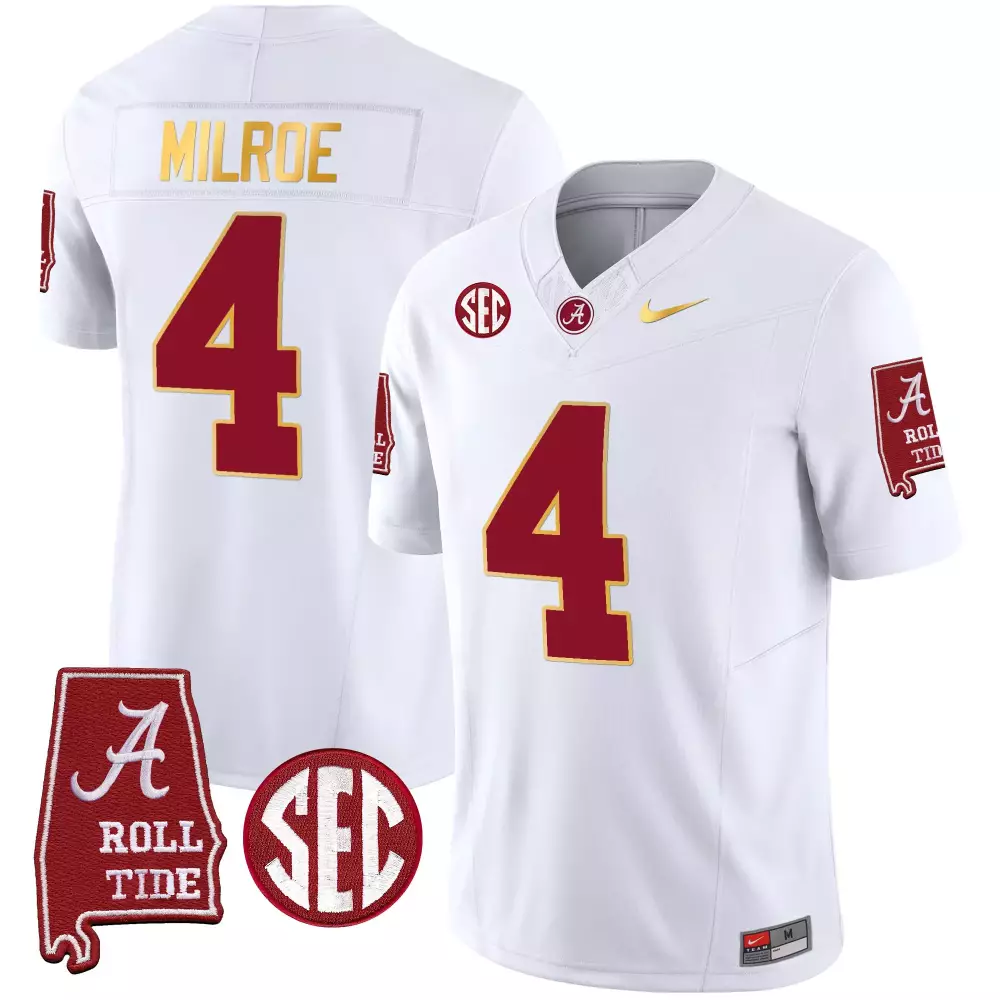 Jalen Milroe 4 Jersey White Alabama Crimson Tide 'a' Roll Men Gold Vapor All Stitched