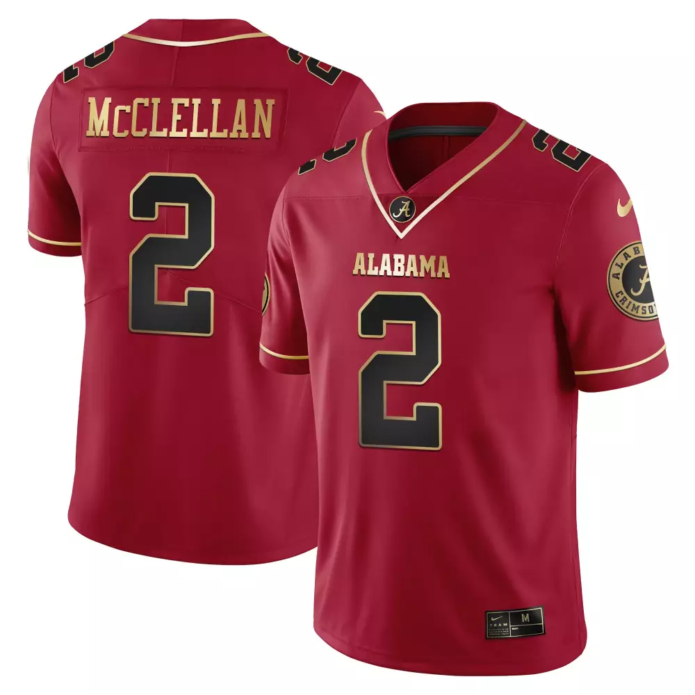 Jase Mcclellan 2 Alabama Jersey Crimson Tide Men Gold Black All Stitched
