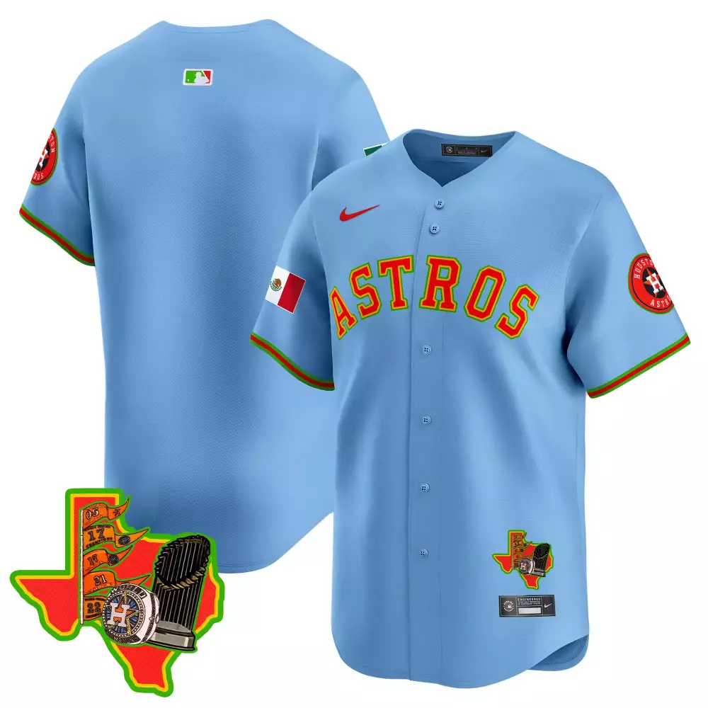 Houston Astros Jersey Light Blue City Connect Mexico Flag Alternate Red Green All