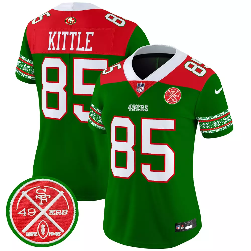 George Kittle 85 49ERS Jersey Green 1946 Men Alternate Custom Design Red White Vapor
