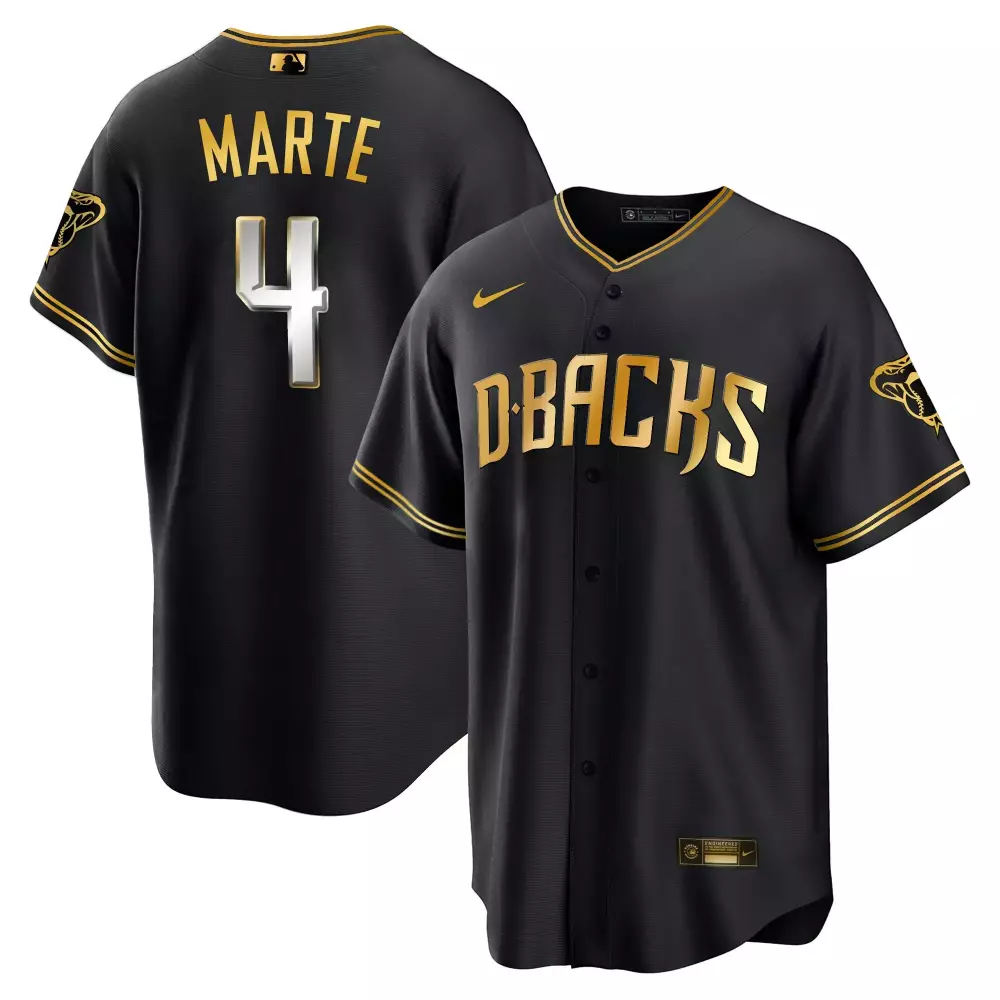Ketel Marte 4 D-backs Jersey Black Men Gold All Stitched